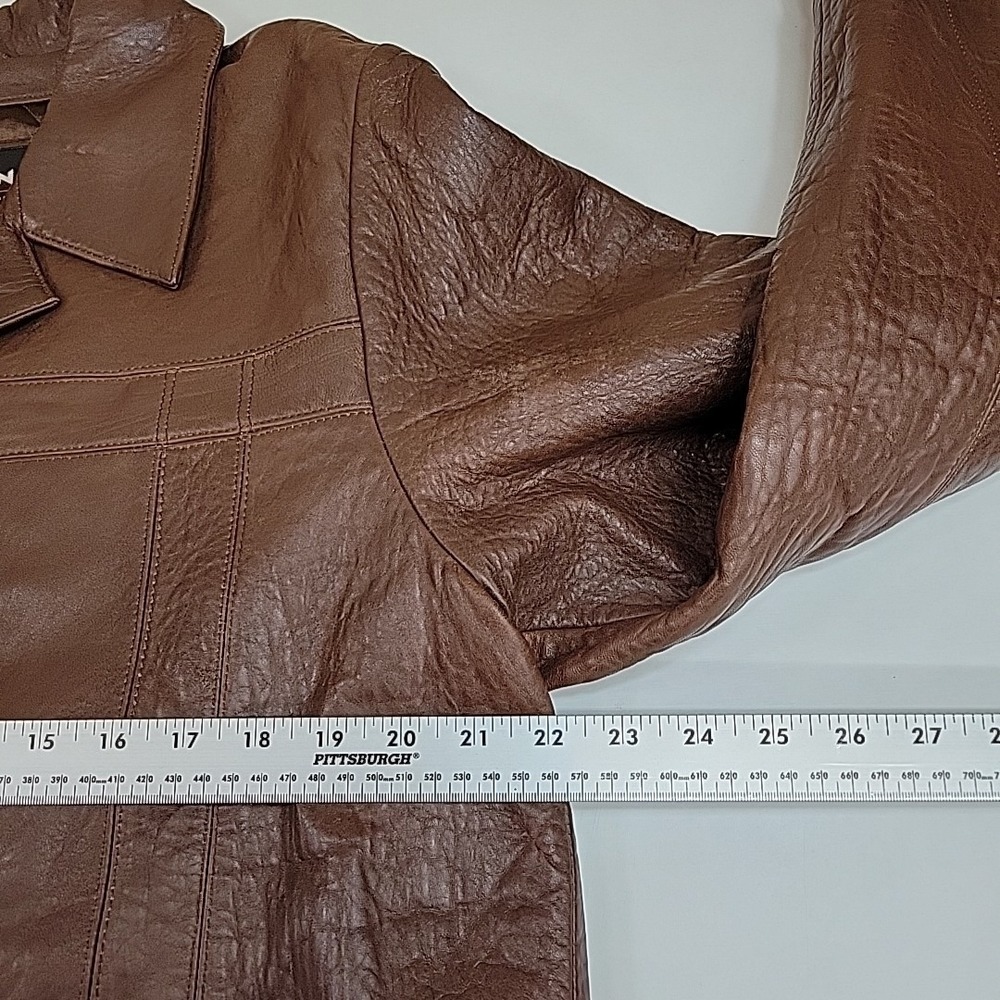 Vintage Wilson's The Leather‎ Experts Brown Leather Jacket Size S Button Front - Picture 3 of 9
